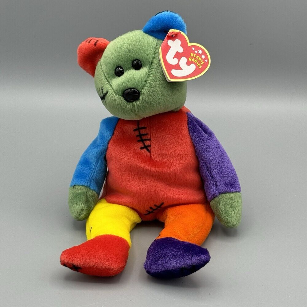 Vintage Ty Frankenteddy Plush Beanie Baby Halloween 9" Stuffed Animal Bear 2001